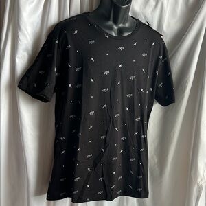 Pull&Bear Black Patterned Men's Tee